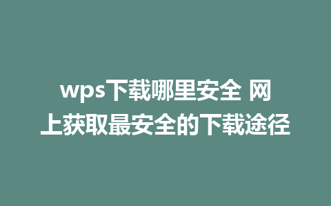 wps下载哪里安全 网上获取最安全的下载途径