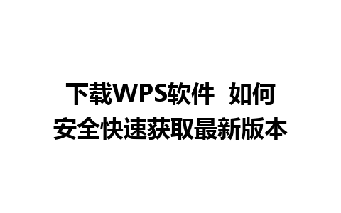 下载WPS软件  如何安全快速获取最新版本