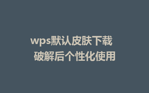 wps默认皮肤下载  破解后个性化使用