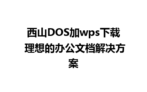 西山DOS加wps下载 理想的办公文档解决方案