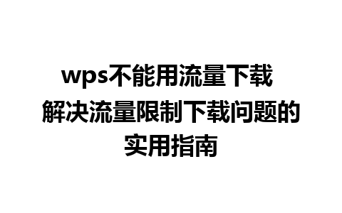 wps不能用流量下载 解决流量限制下载问题的实用指南