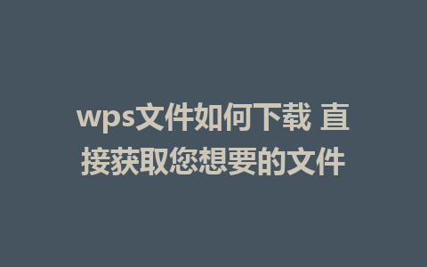 wps文件如何下载 直接获取您想要的文件