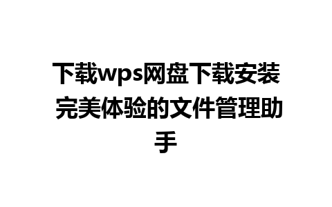 下载wps网盘下载安装 完美体验的文件管理助手