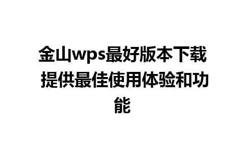 金山wps最好版本下载 提供最佳使用体验和功能