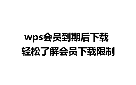 wps会员到期后下载 轻松了解会员下载限制