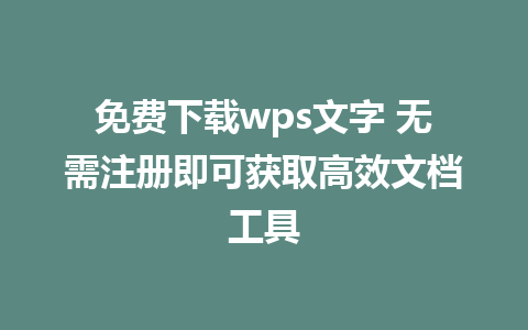 免费下载wps文字 无需注册即可获取高效文档工具