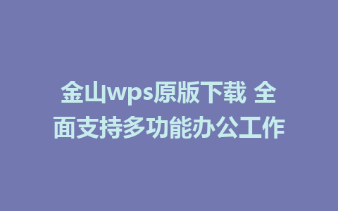 金山wps原版下载 全面支持多功能办公工作