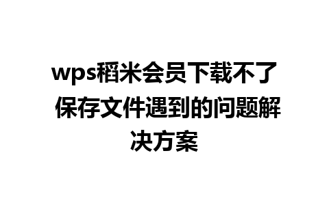 wps稻米会员下载不了 保存文件遇到的问题解决方案