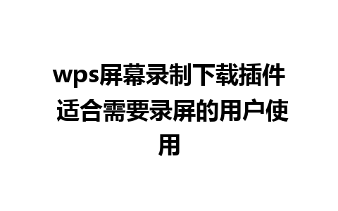 wps屏幕录制下载插件 适合需要录屏的用户使用