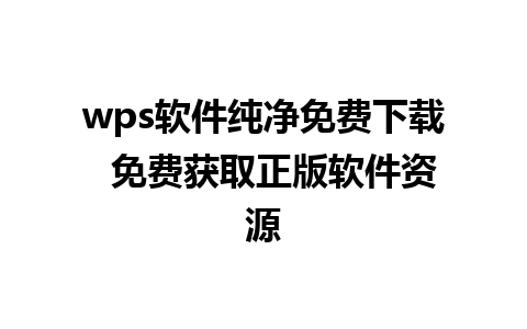 wps软件纯净免费下载  免费获取正版软件资源