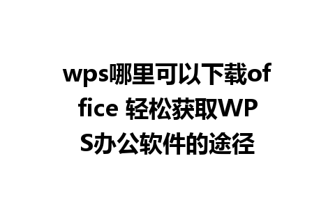 wps哪里可以下载office 轻松获取WPS办公软件的途径