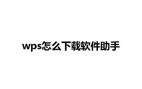 wps怎么下载软件助手