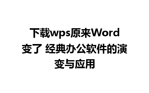 下载wps原来Word变了 经典办公软件的演变与应用