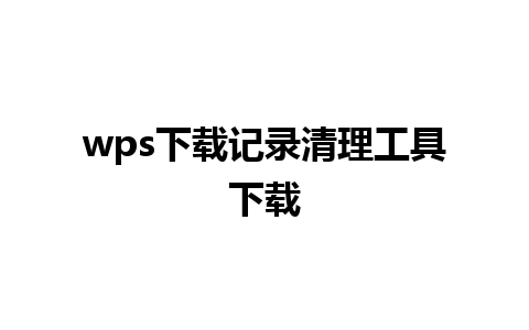 wps下载记录清理工具下载