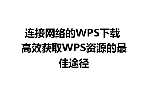 连接网络的WPS下载 高效获取WPS资源的最佳途径