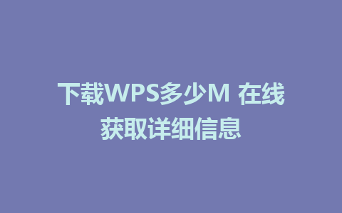 下载WPS多少M 在线获取详细信息