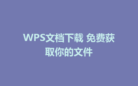 WPS文档下载 免费获取你的文件