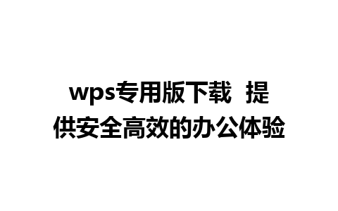 wps专用版下载  提供安全高效的办公体验