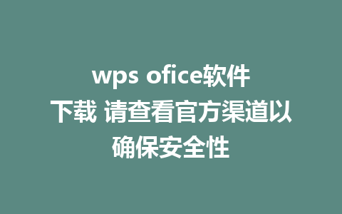 wps ofice软件下载 请查看官方渠道以确保安全性