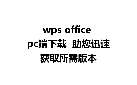 wps office pc端下载  助您迅速获取所需版本