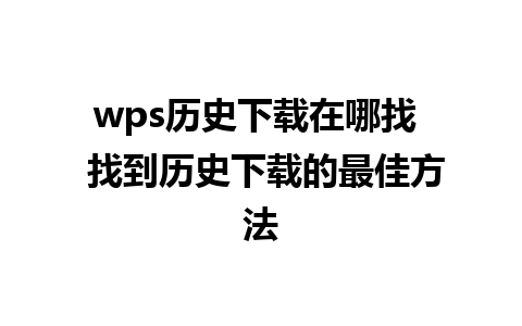 wps历史下载在哪找  找到历史下载的最佳方法