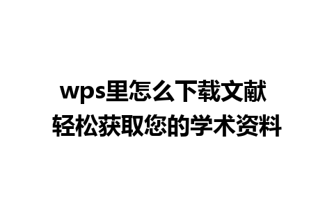 wps里怎么下载文献 轻松获取您的学术资料