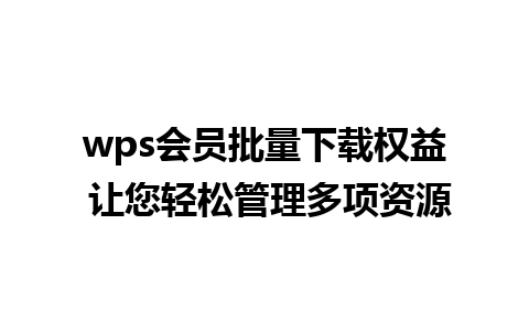 wps会员批量下载权益 让您轻松管理多项资源