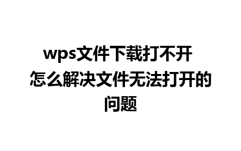 wps文件下载打不开 怎么解决文件无法打开的问题