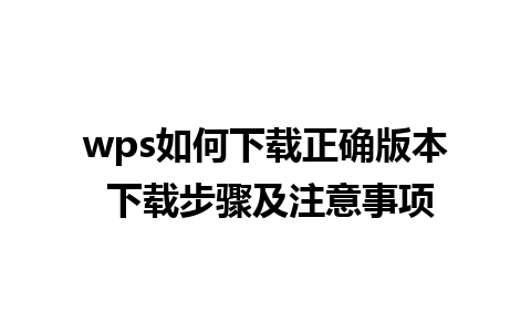 wps如何下载正确版本 下载步骤及注意事项