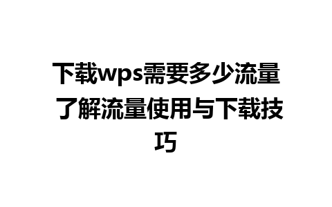 下载wps需要多少流量 了解流量使用与下载技巧