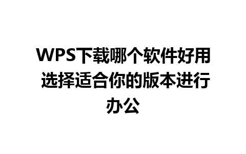 WPS下载哪个软件好用 选择适合你的版本进行办公