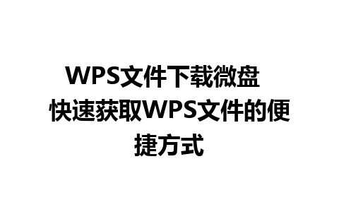 WPS文件下载微盘  快速获取WPS文件的便捷方式