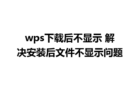 wps下载后不显示 解决安装后文件不显示问题