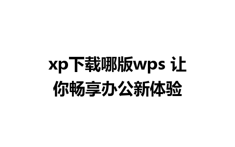 xp下载哪版wps 让你畅享办公新体验