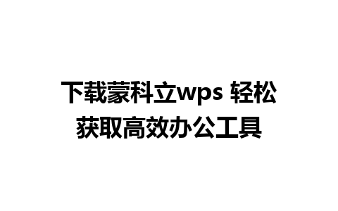 下载蒙科立wps 轻松获取高效办公工具