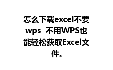 怎么下载excel不要wps  不用WPS也能轻松获取Excel文件。