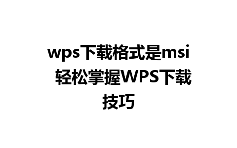 wps下载格式是msi  轻松掌握WPS下载技巧