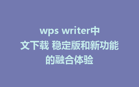 wps writer中文下载 稳定版和新功能的融合体验