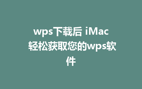 wps下载后 iMac 轻松获取您的wps软件