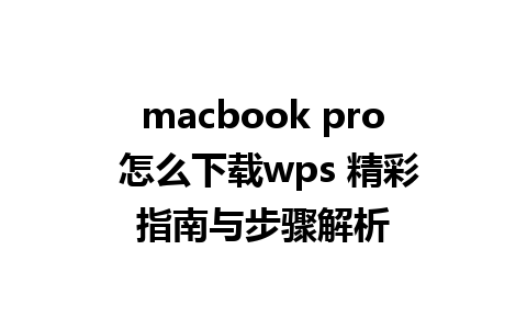 macbook pro 怎么下载wps 精彩指南与步骤解析