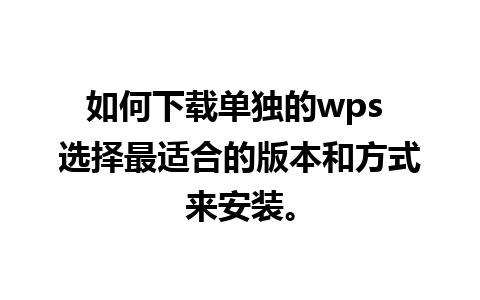 如何下载单独的wps 选择最适合的版本和方式来安装。