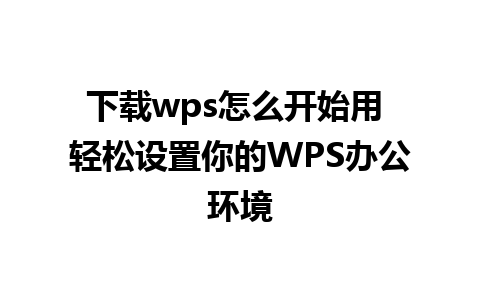 下载wps怎么开始用 轻松设置你的WPS办公环境