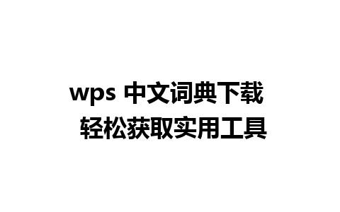 wps 中文词典下载  轻松获取实用工具