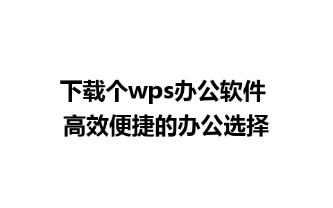 下载个wps办公软件 高效便捷的办公选择