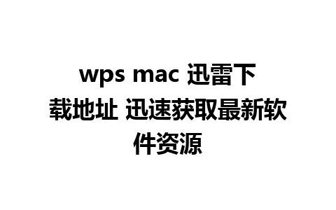 wps mac 迅雷下载地址 迅速获取最新软件资源