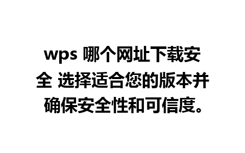 wps 哪个网址下载安全 选择适合您的版本并确保安全性和可信度。