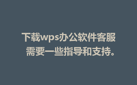 下载wps办公软件客服 需要一些指导和支持。