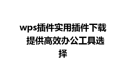 wps插件实用插件下载  提供高效办公工具选择