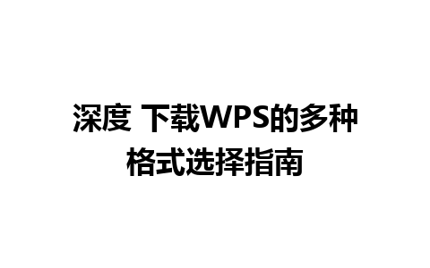 深度 下载WPS的多种格式选择指南