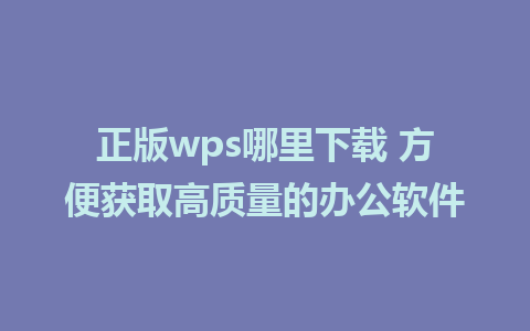 正版wps哪里下载 方便获取高质量的办公软件